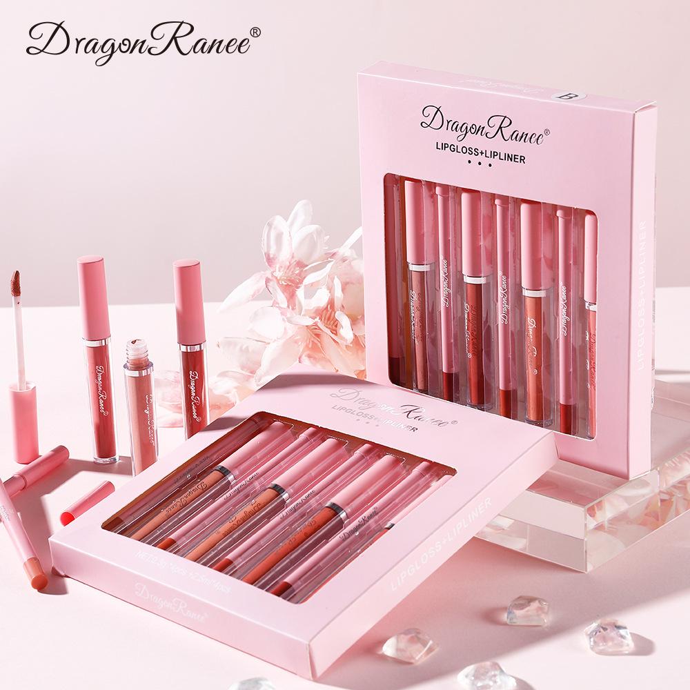 4-Shade Waterproof Matte Lip Liner & Shine Lip Gloss Set - Define & Enhance Lips for a Natural 3D Look. Perfect Gift!