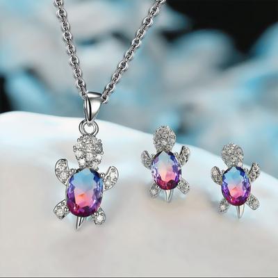 Tortoise Pendant Necklace Earring Set Niche Design Sense Female Jewelry