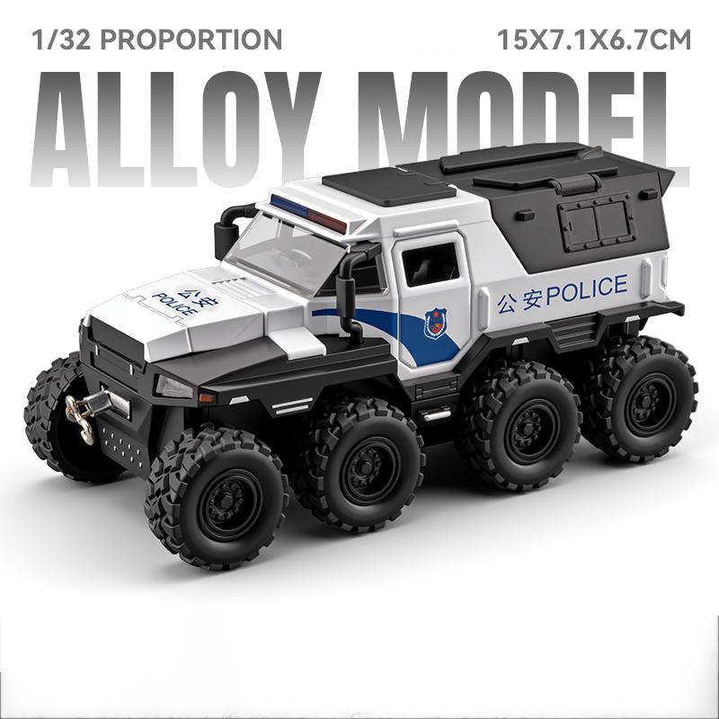 1:32 Conqueror Sabertooth Polizeiauto Legierung Miniatur Diecast Spielzeugmodell Rückzieher mit Sound Licht Türen zu öffnen Fahrzeuge Jungen Geschenke