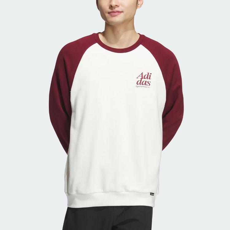 Adidas Small Logo Embroidered Color Block Sweatshirt Men Tops Burgundy JE6113