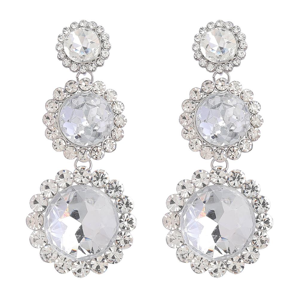 Women's Sparkling Geometric Earrings Round Diamond Earrings