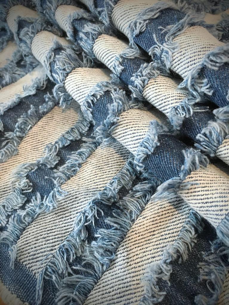 Fringe denim denim denim thin cotton denim fabric scraps light design, fabric, handmade, remake, fabric, (fringe stripe, color)