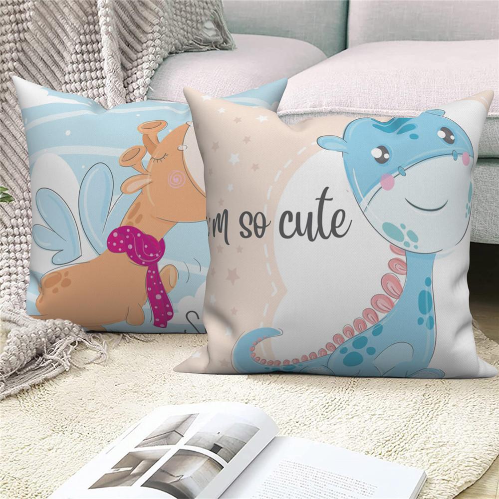 White Throw Pillow Cover Home Decor Sofa Decorative   Cartoon Animal Cushion