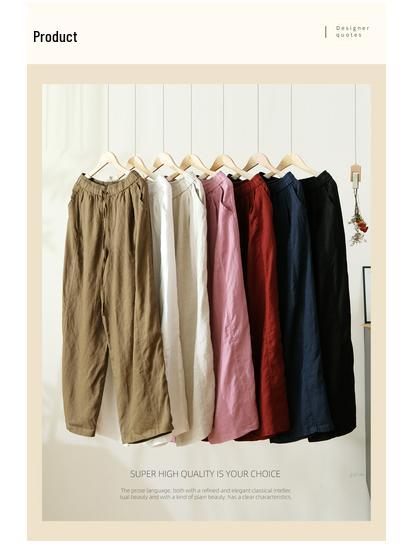 2026 New Stylish Banana Leg Linen Pants: Elastic Waist, Loose, Flattering Wide Legs