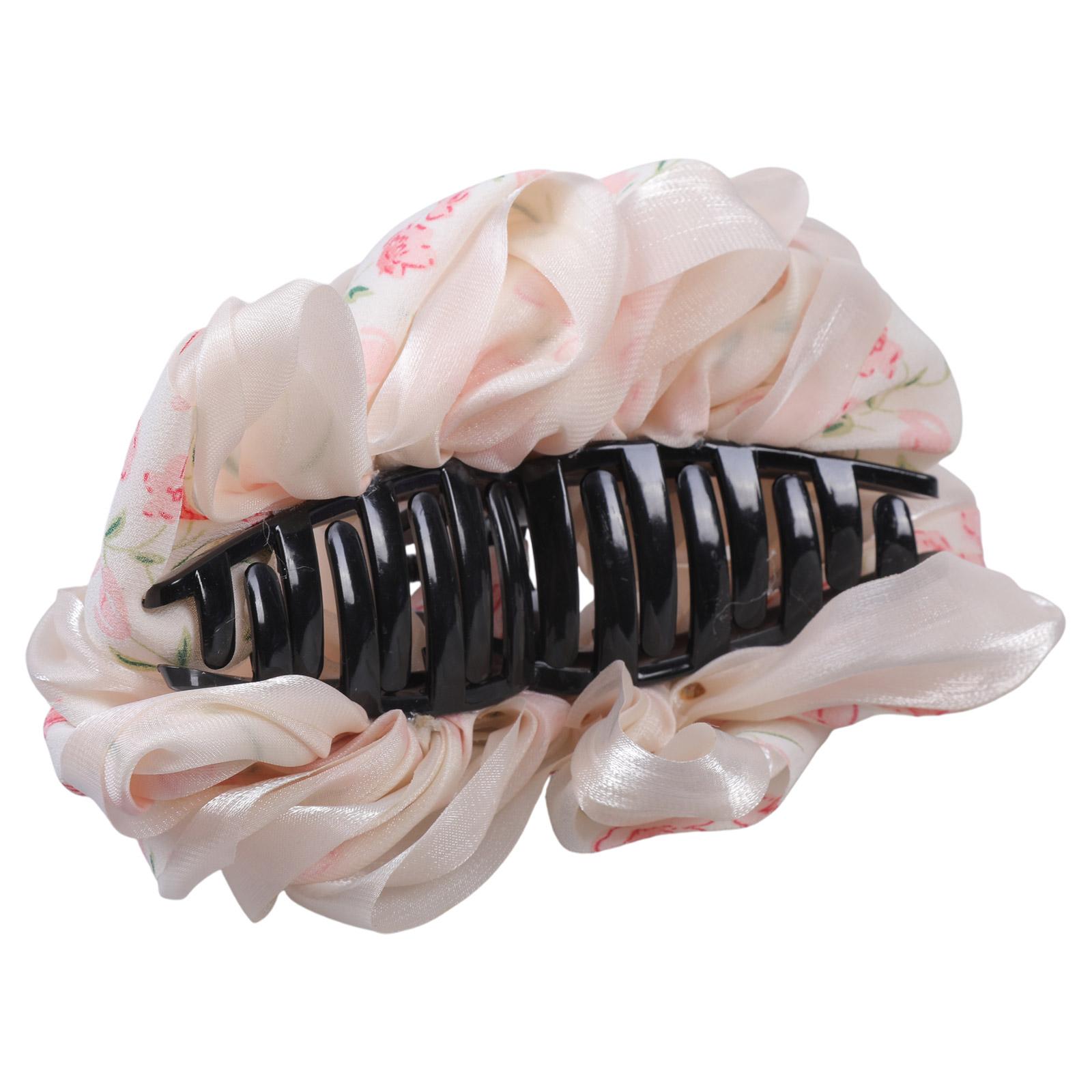 

Fashionable Scrim Fabric Hair Clip Floral Pattern Bubble Grip Lightweight Comfortable Daily Hair Accessory білий