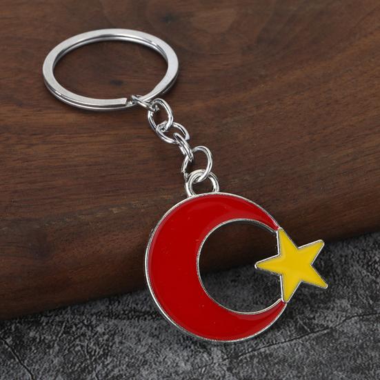 Metal Buckle Keychain Pendant, Zinc Alloy Key Ring with Star Moon Design, Keys Bags Suitcases Charm