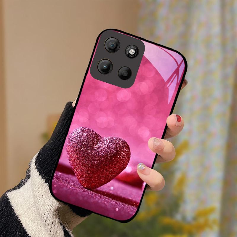 Para Motorola Moto G15 Capa Vidro Temperado Anti Queda Capa de Telefone Para Moto G 15 MotoG15 Capa Protetora Resistente a Choques Concha Dura de PC Bumper Traseiro