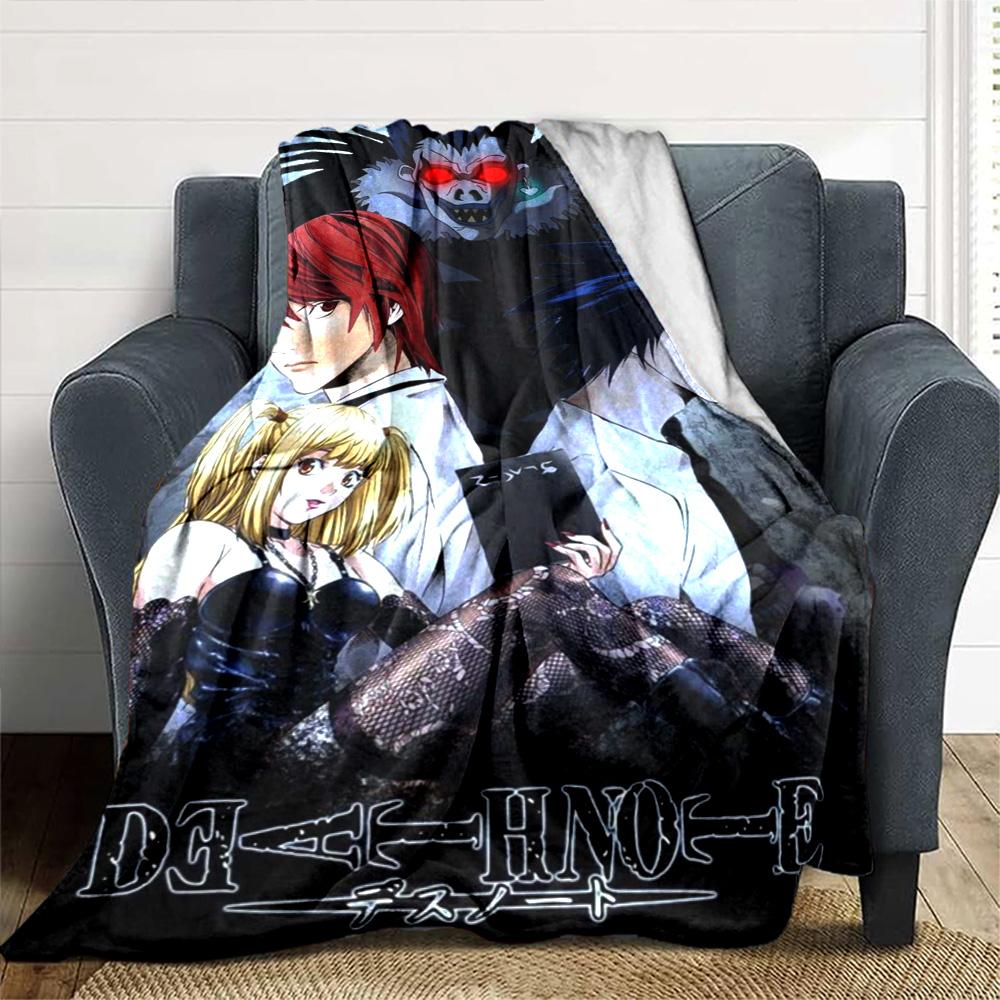 Anime DEATH NOTE Print Flannel Blanket High Quality Warm Comfortable Cover for All Seasons Perfect for Gifts Home Decor
