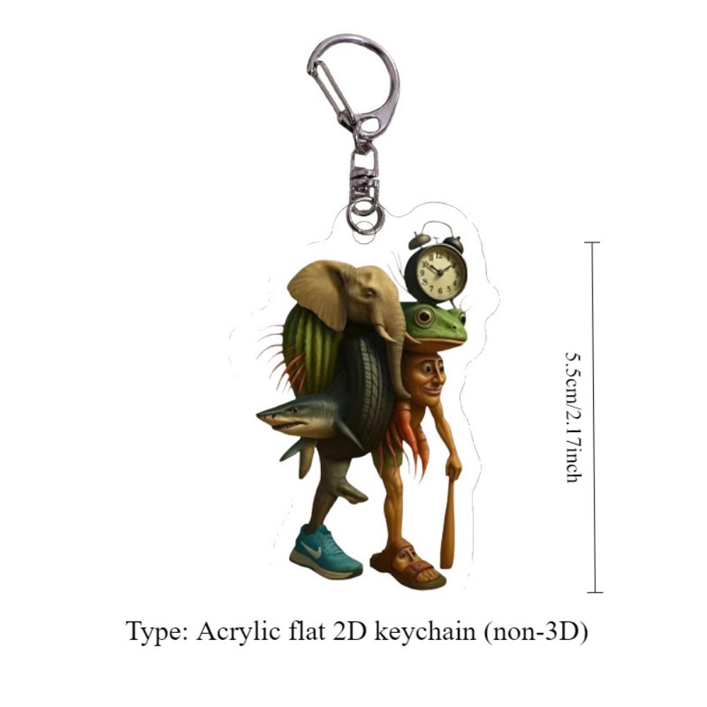 Acrílico plano 2D celebridade da internet haste quente Shanhaijing chaveiro engraçado abstrato boneco de palito de madeira pé grande árvore pingente de acrílico