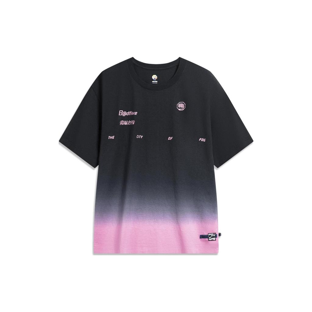 Li Ning Badfive T Shirt Unisex Black Misty Pink AHST877-1