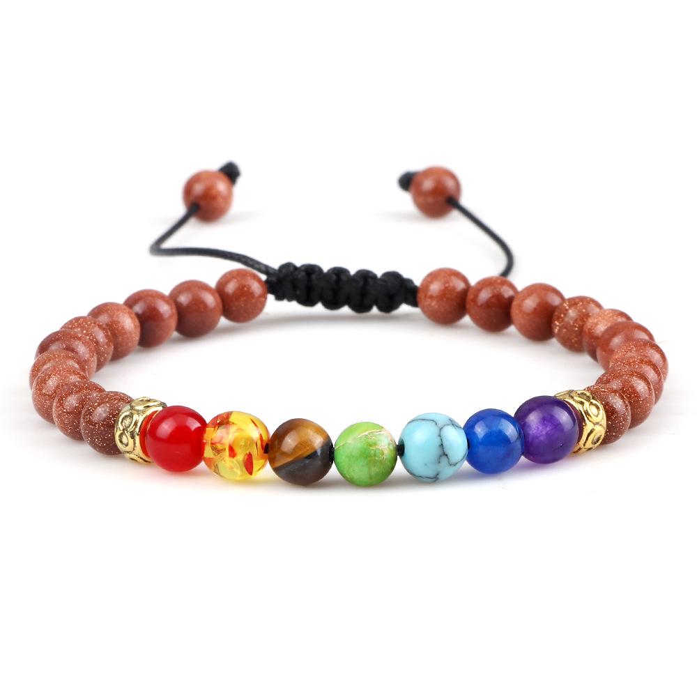 Multicolor Volcanic Lava Stone and Turquoise Tiger Eye Bead Yoga Bracelet