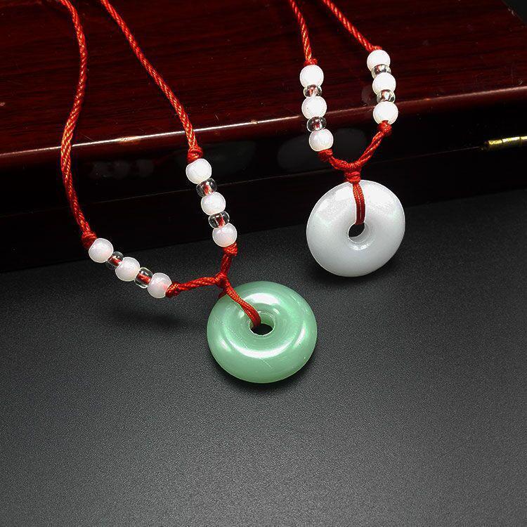 Hetian Jade Style Ping An Kou Pendant - Unisex High-Quality Imitation Afghan Jade Buckle Ornament