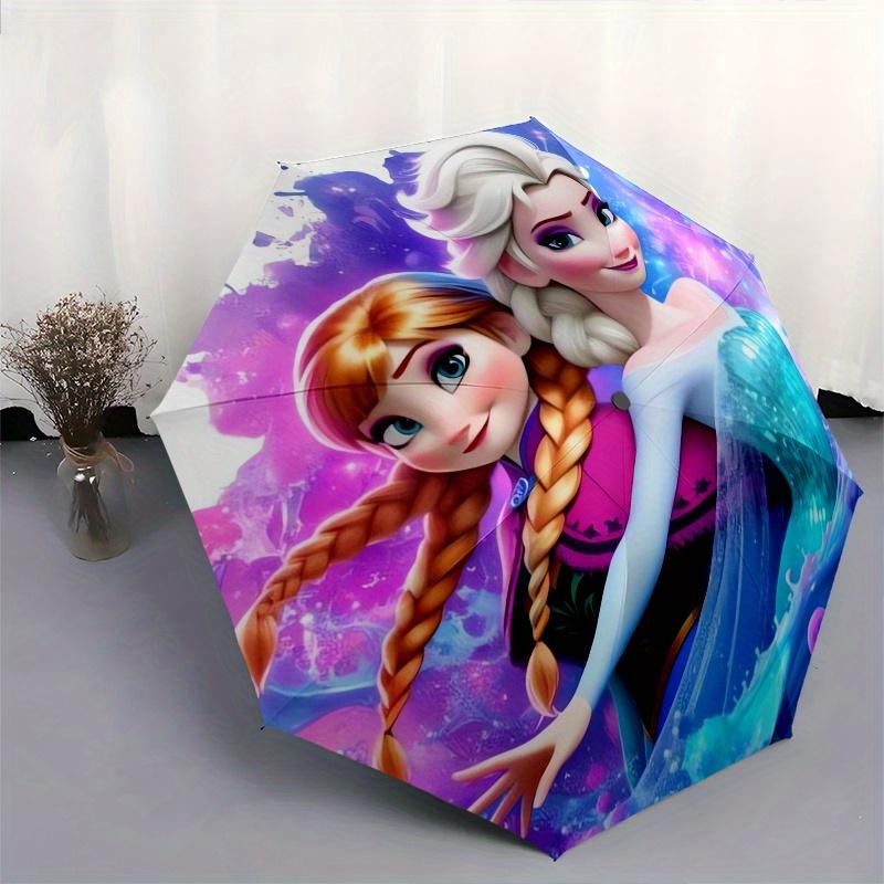 Disney Frozen,Elsa,Anna Manual Opening and Closing Umbrella, 8-Rib Reinforced Folding Design, Lightweight