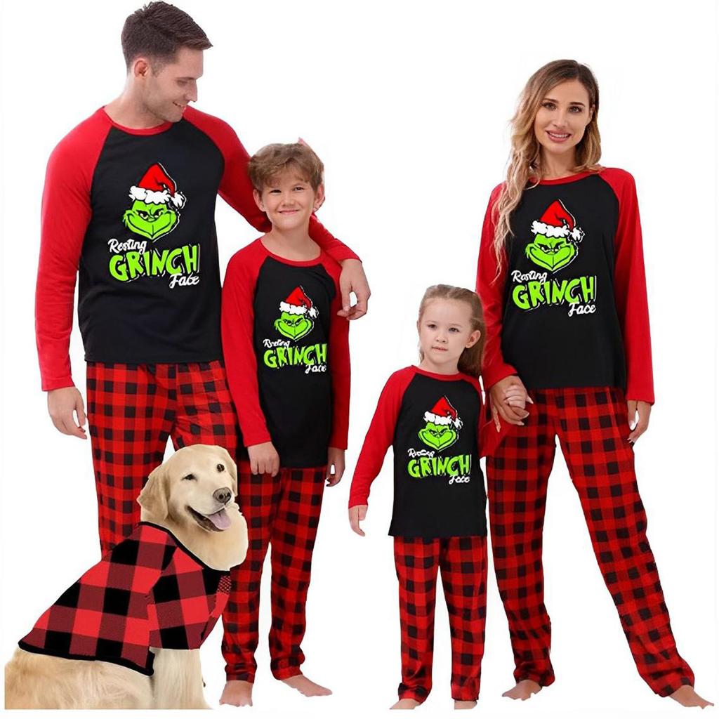 Christmas print family set long sleeved top and pants family set parent-child outfit