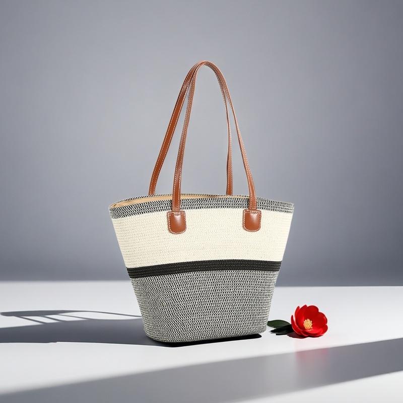 New Shoulder Straw Woven Bag Woven Bag Large Capacity Casual Versatile Fashion Women's Vacation Seaside Beach Woven Bag