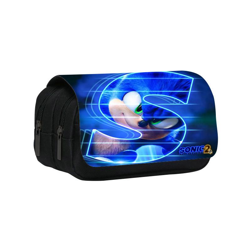 

Sonic Cartoon Pattern Double Layer Flip Cover Student Stationery Storage Pencil Bag For Students And Office Use 1