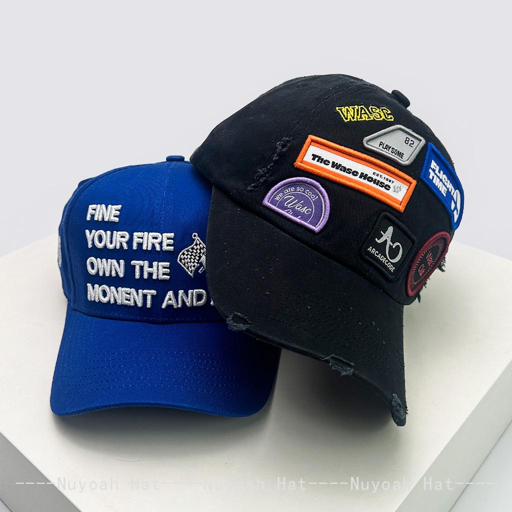 And Women American Street Style Embroidered Letter Prints Flag Baseball Caps Sun Protection Personalized All-Match Broken Peaked Hats Trendy Ins