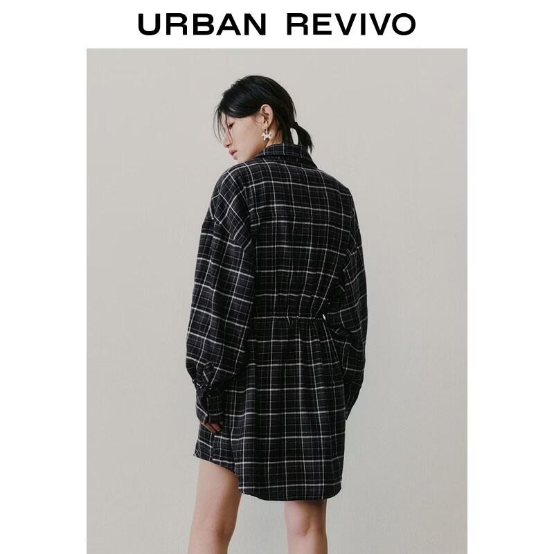 UR2026 Women's Casual Color-block Plaid Dress