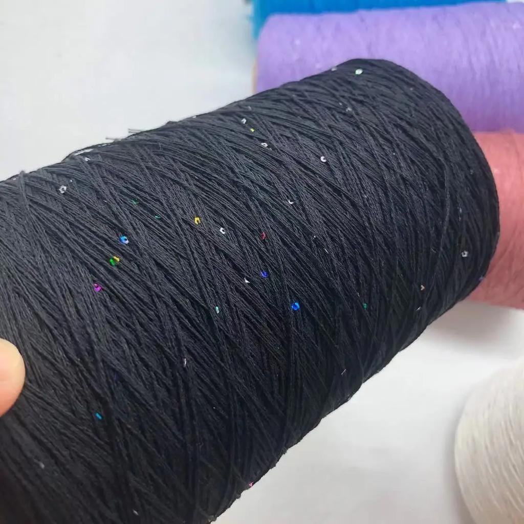 Number 6 Coarse Fine Crochet Thread Sequin Silk Linen Lace Thread with Pearl Beads DIY Scarf Sweater Knitting