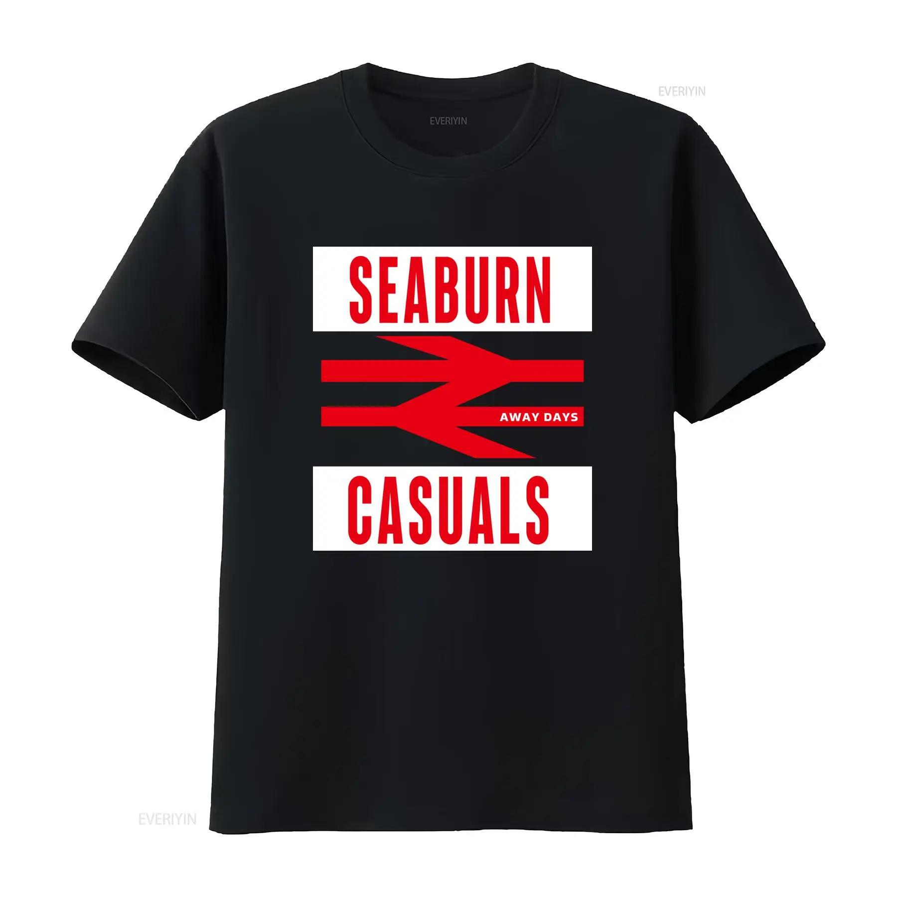 SEABURN CASUALS Футболка для выездных матчей Футбольные хулиганы Сандерленда Маккемс Тайн Уэр Модный принт винтажный Стиранный Универсальный Удобный S разноцветный