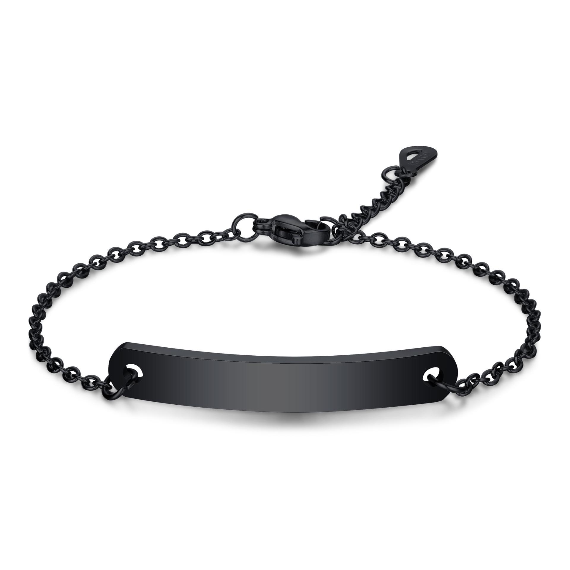 European and American Simple Stainless Steel 7MM Engravable Laser Logo Tri-Color Curved Plate Bracelet