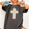 Quilt Faux Patchwork Floral Cross Shirt, Comfort Colors® Christian Easter Tshirt