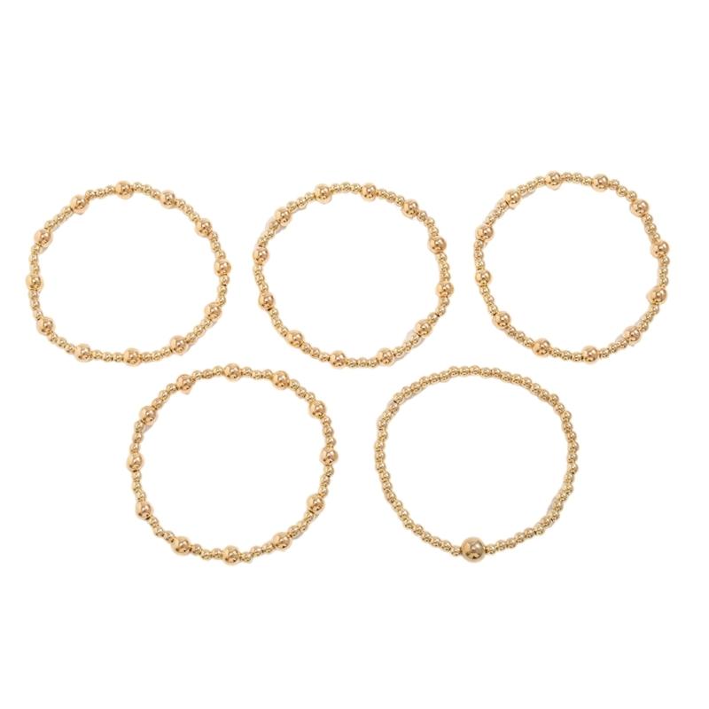 Pack of 5 Handmade Metal Beaded Bracelet Set Stackable Beaded Hand Chain Elegant Jewelry Gift For Any Occasion