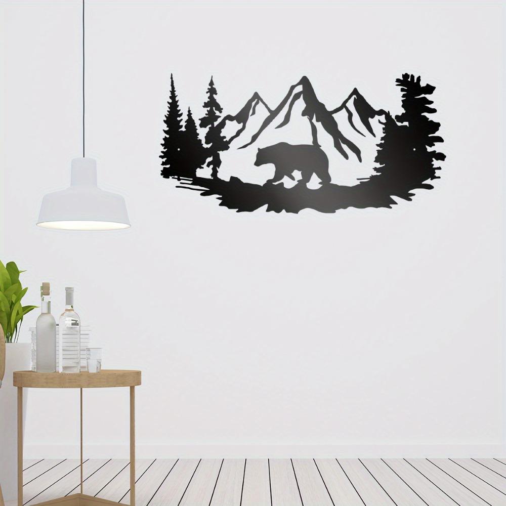 Forged Metal Bear Wall Art Modern Outdoor Decor Iron Animal Sculpture