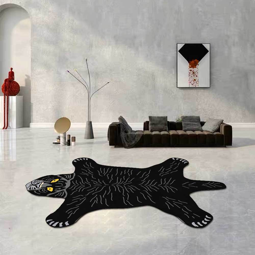 Special-shaped carpet, cartoon irregular carpet, lying tiger/panther//lion, living room bedroom, 80x160cm