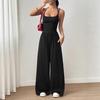 2026 European Spring/Summer Women's Casual Fashion Camisole Jumpsuit Set with Wide Legs