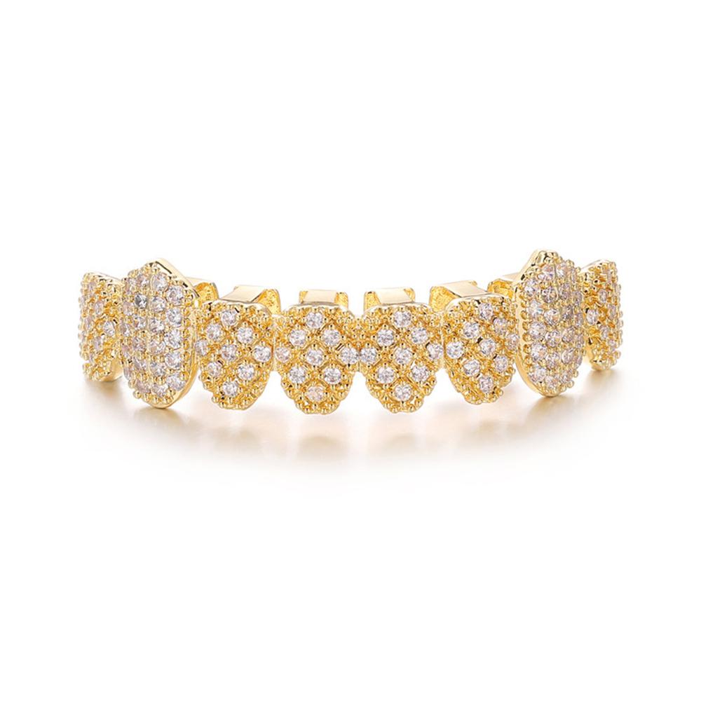Fashion Full CZ Stone Rhinestone Braces Zircon Teeth Cap Brace For Women Men Top Bottom Dental Grills Personalized Body Jewelry