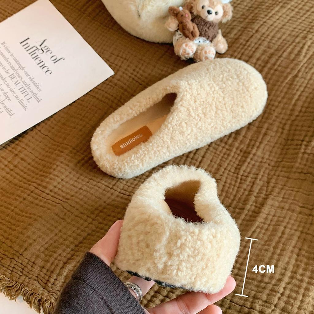 Grape Mother Studiolee Bag Head One Pedal Thermal Cotton Shoes Plush Half Slippers Women Wear Autumn and Winter