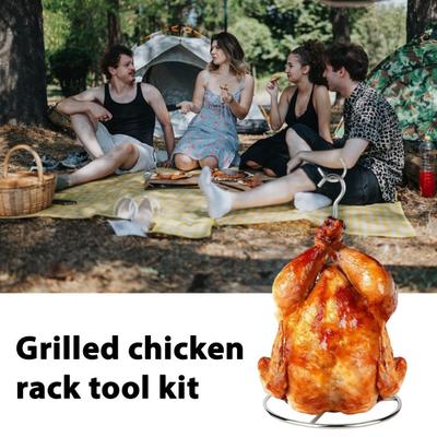 Turkey Roasting Rack Stainless Steel Hanging Chicken Holder Foldable Holiday Turkey Cooking Kit for Chicken Duck Goose BBQ Grill