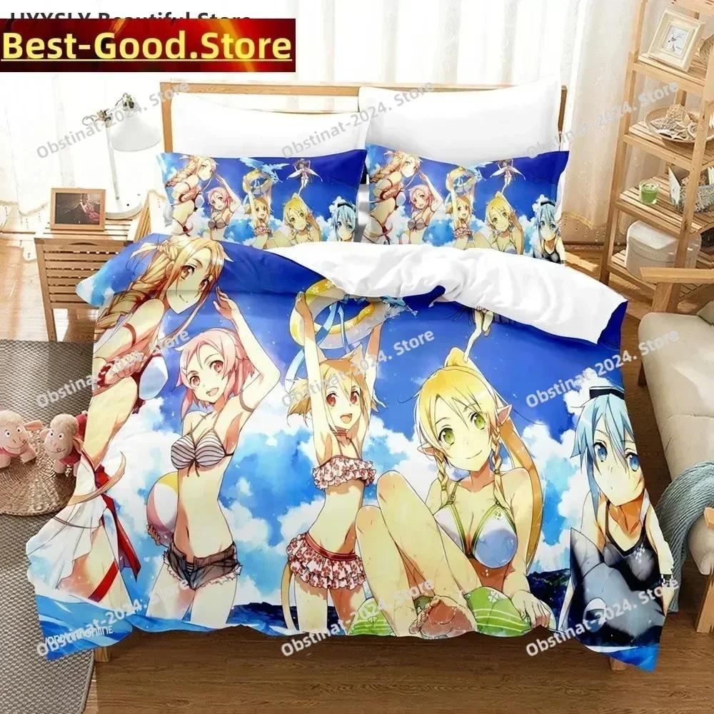 Sword Art Online Bedding Set Printed single Comforter Quilt Bed Cover Duvet Cover Pillow Case 3 Pieces Sets Kids Adult Size