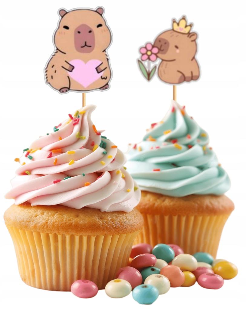 Decoración Toppers Palillos Para Tarta Muffins Capibara Cumpleaños Fiesta 8uds.