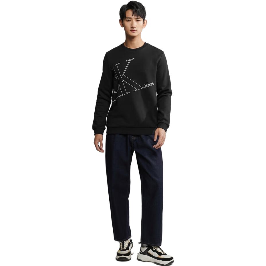 Calvin Klein Mikina s kulatým výstřihem a fleecem s potiskem písmen Pánská mikina Černá 40KC424