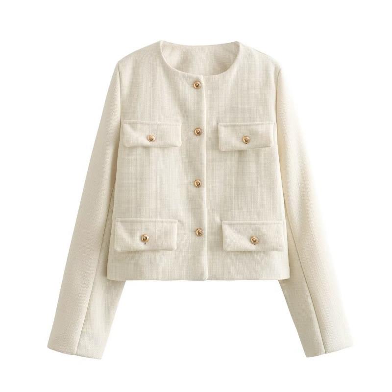 DAFIFY Women's Fashion Casual Solid Color Print Autumn Winter Long Sleeve O-Neck Jackets & Coats