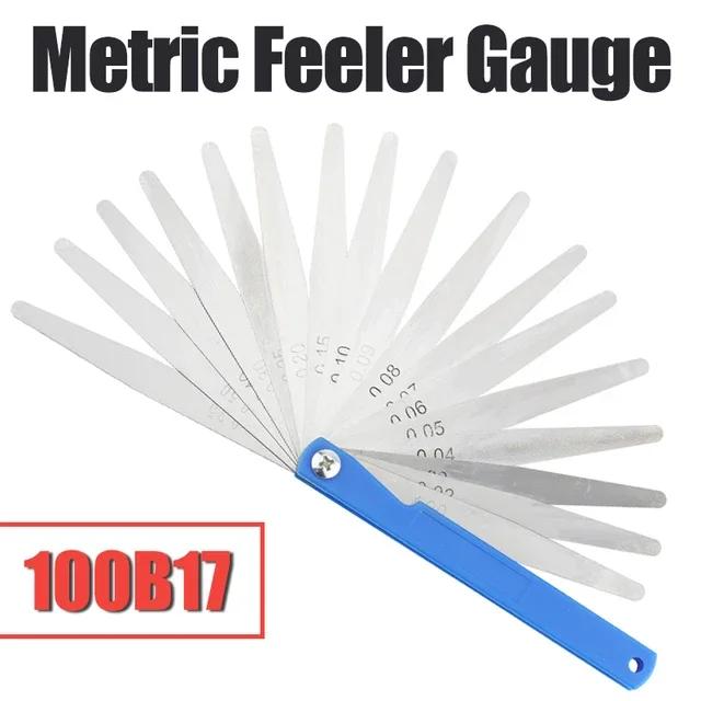 100B17 Feeler Gauge Metric Size 0.02-1mm Thickness Gauge Set Valves Foliage of Valves Spark Plug Gap For Measurement Probe Gap 100B17