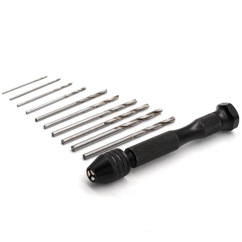 Walnut Carving Aluminum Punching Tool: Mini Hand Twist Drill with Bits