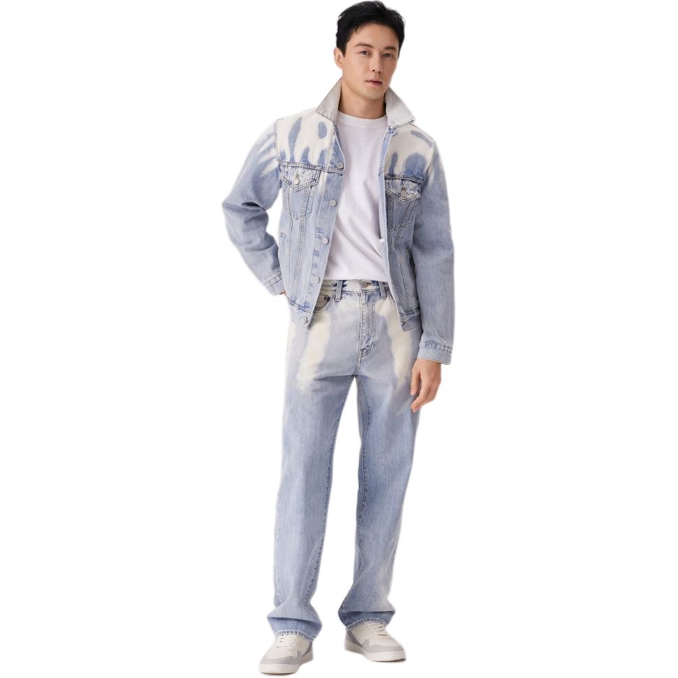 Levis SS25 Serie Cool Chiusura Doppia Bottoneria Tasca Collo Giacca di Jeans Uomo giacche Azzurro Chiaro 003MH-0003