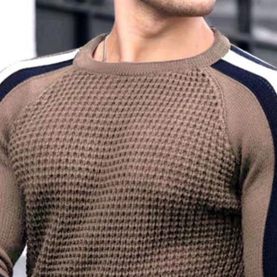 Zimní pánský svetr barevný blok kulatý výstřih dlouhý rukáv pletenina slim fit pulovr svetr pro venkovní použití