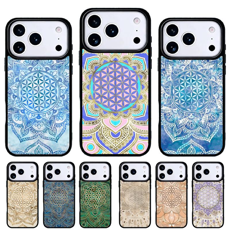 Flower Of Life In Lotus Pastel Golds soft Phone Case for iPhone 17 16 15 14 13 Pro Max Back Cover for 12 11 Pro Coque