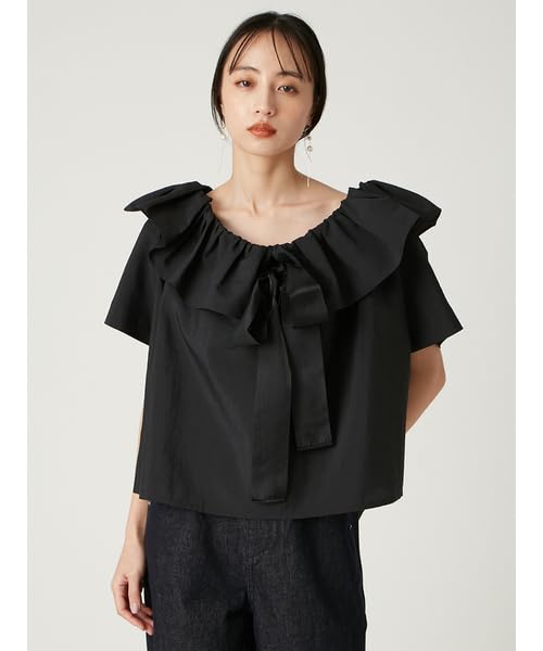 FRAY Tucked Volume Blouse Free Size I.D. Women's FWFB252108, Black,