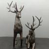 Antique Imitation Figurines Pair Of Bronze Fortune Plum Blossom Deer Office Desktop Entrance Gift Decorative Or