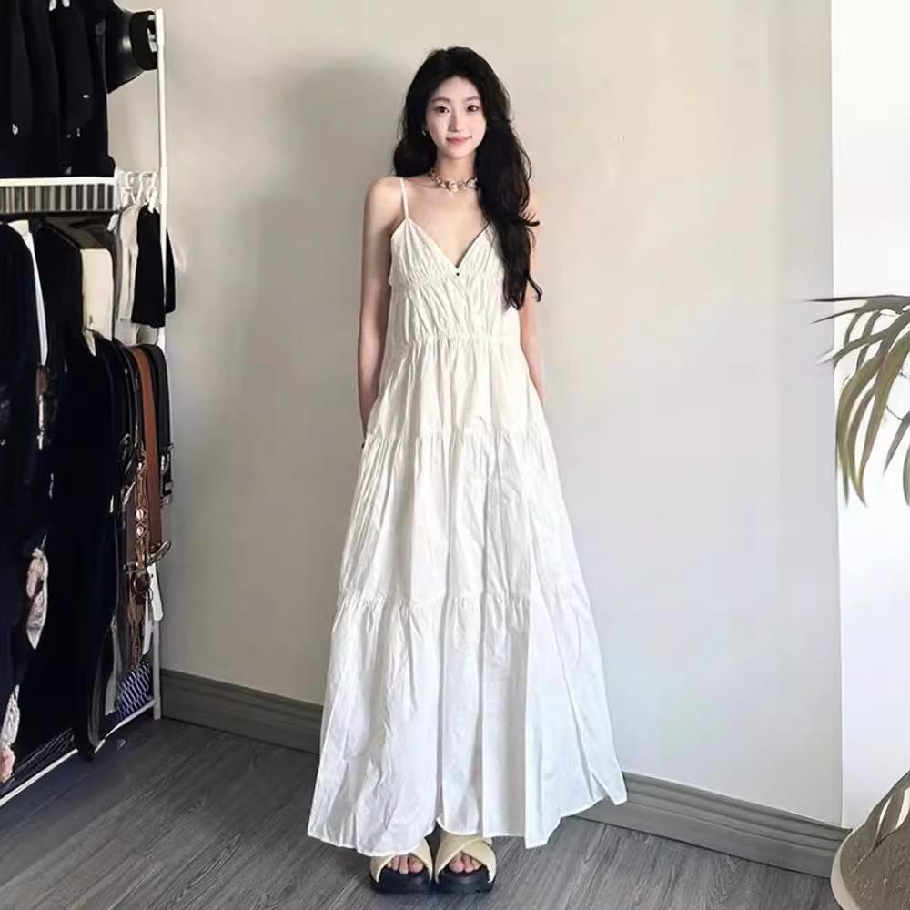 

Белоснежный сарафан-море в французском стиле Fairy Seaside - женское облегающее, элегантное летнее макси-платье Large