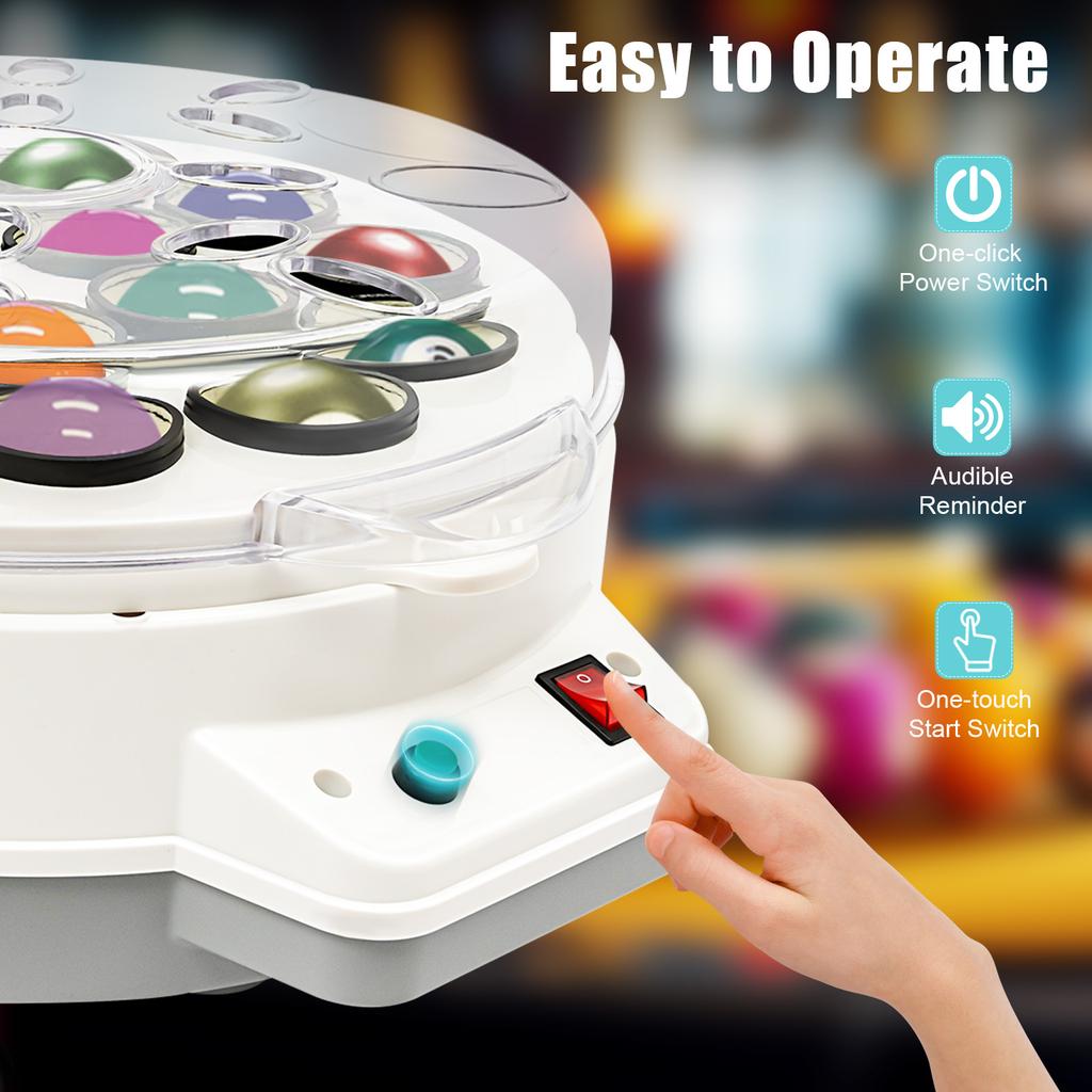 Automatic Pool Ball Cleaner Machine, 180W 16 Balls Polisher Washer with US Plug for Billiard Club Home Use