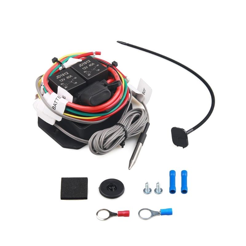 Adjustable Radiator Fan Controller Switches Kit For 12V 24V Vehicles Supports 2 Fans With Digital Temperature Readout