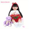 BZDOLL 60cm Reborn Baby Doll Soft Vinyl Princess Toddler Girl Toys 24inch Lovely Bebe Dolls with Christmas Dress Nice Gifts for Girls and Children