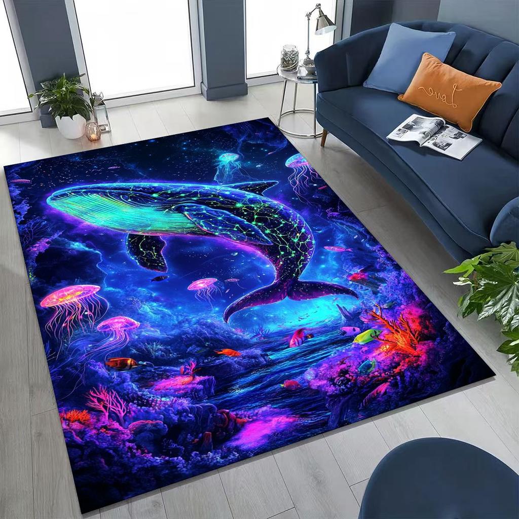 Underwater World Sea Dolphin Turtle Coral Rug for Bedroom Living Room Sofa Home Doormat Decor,Kids Non-slip Floor Mat