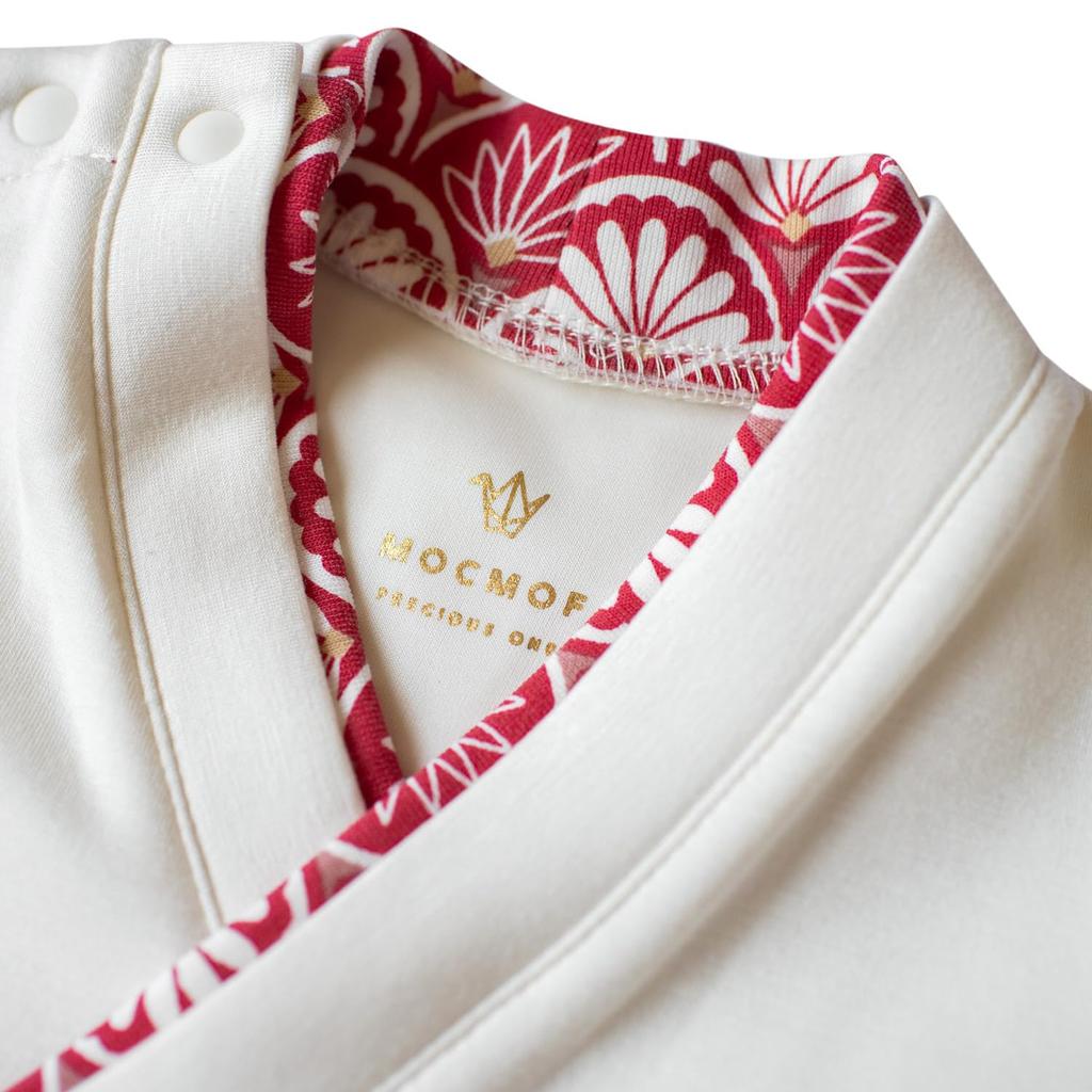 Mocmof Baby Hakama Romper, Short Sleeve Kimono for Girls, Open-Front, Red, Size 80, 622-356609